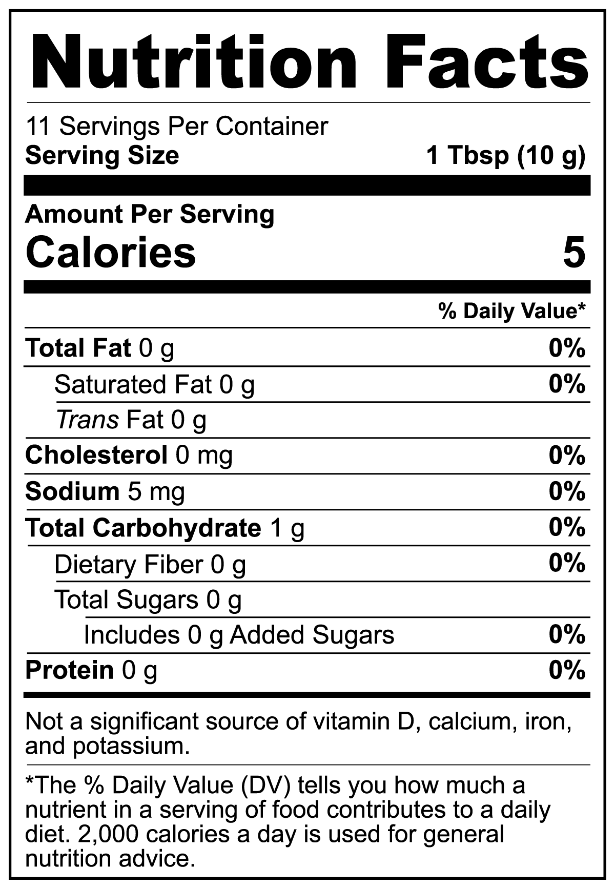 Nutrition Facts of REGALBLENDS Mighty Mushroom Coffee 4 Oz