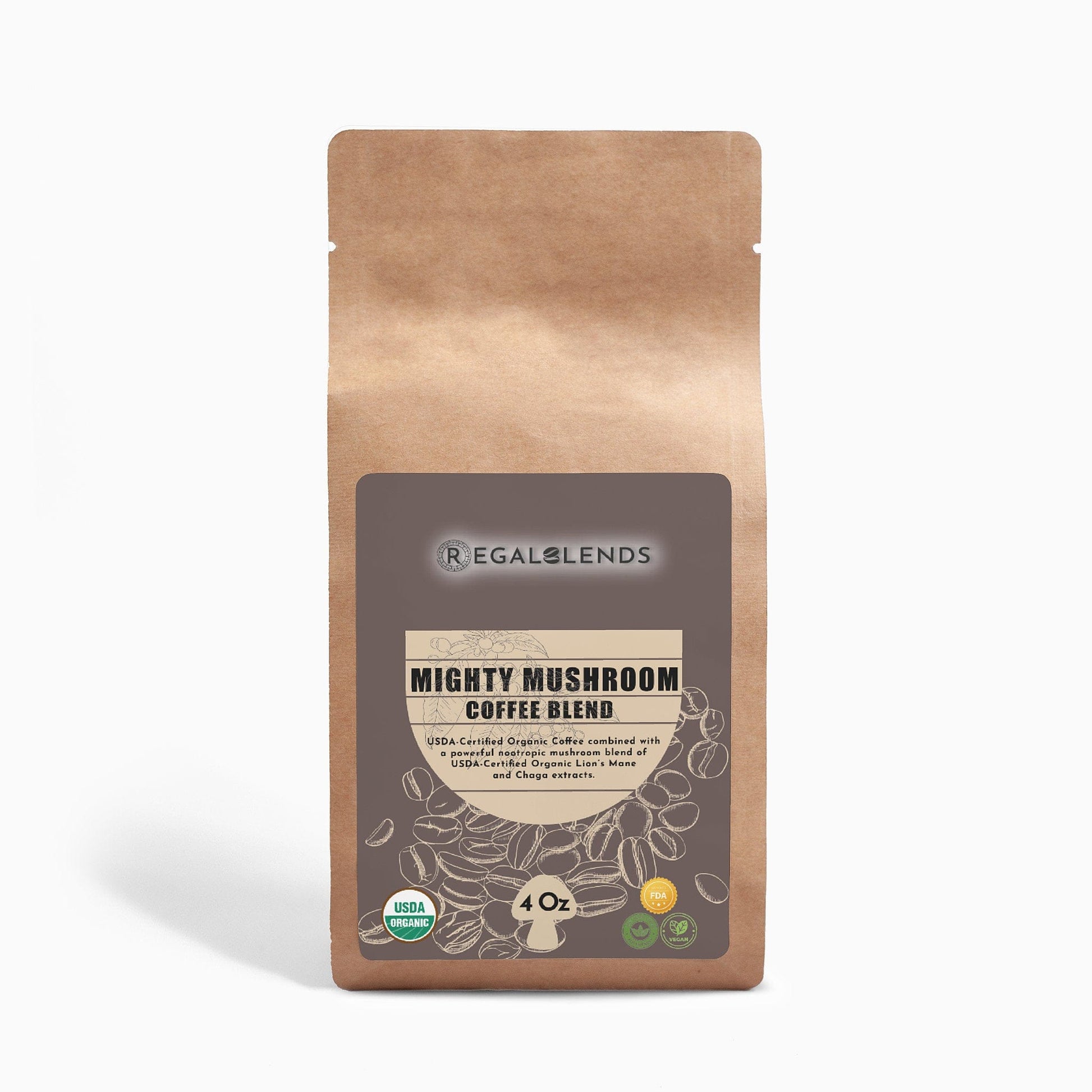 Pack of REGALBLENDS Mighty Mushroom Coffee 4 Oz